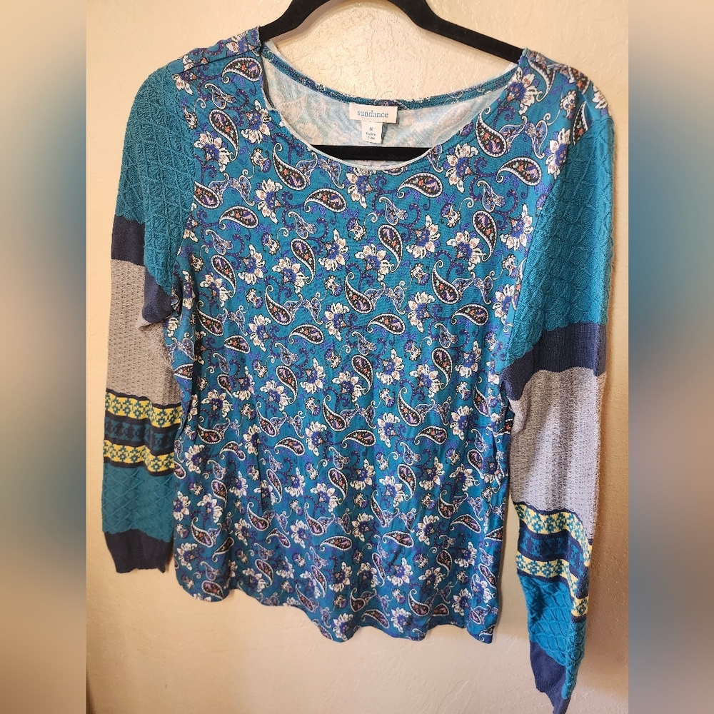 Sundance Blue Paisley Long Sleeve Blouse
